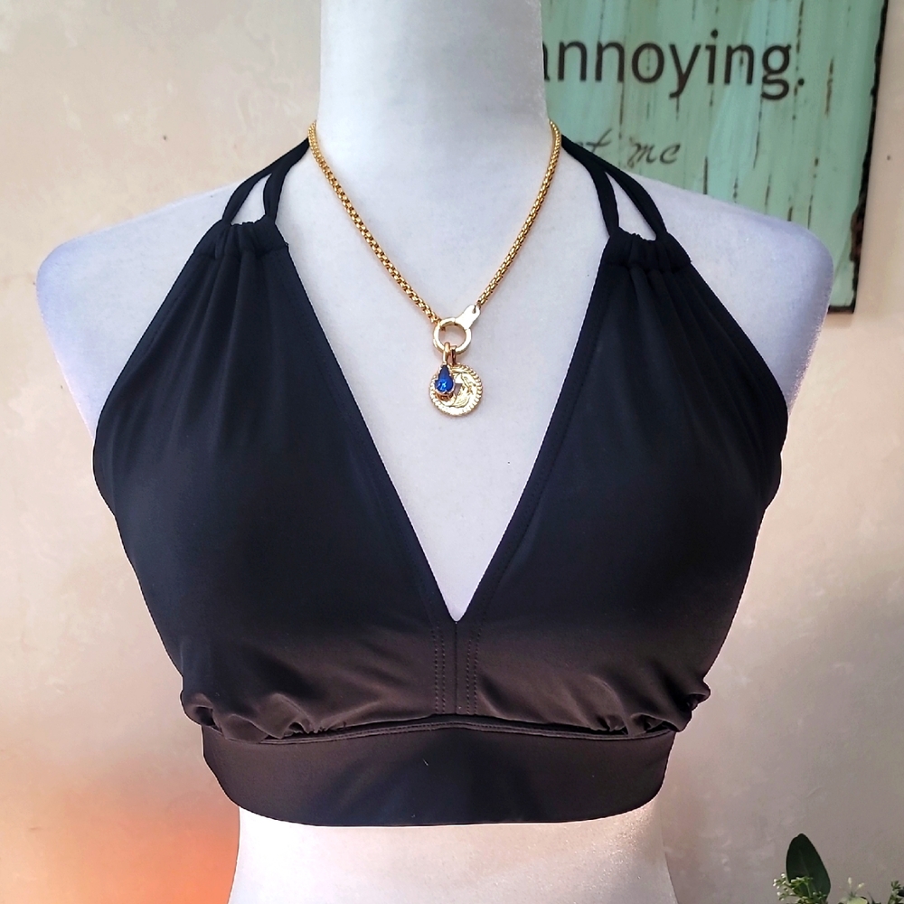 Swimsuits For All Black Halter Bikini Top